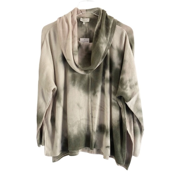 Status By Chenault Ribbed Tie Dye Cowl Neck Top Medium - Picture 2 of 9
